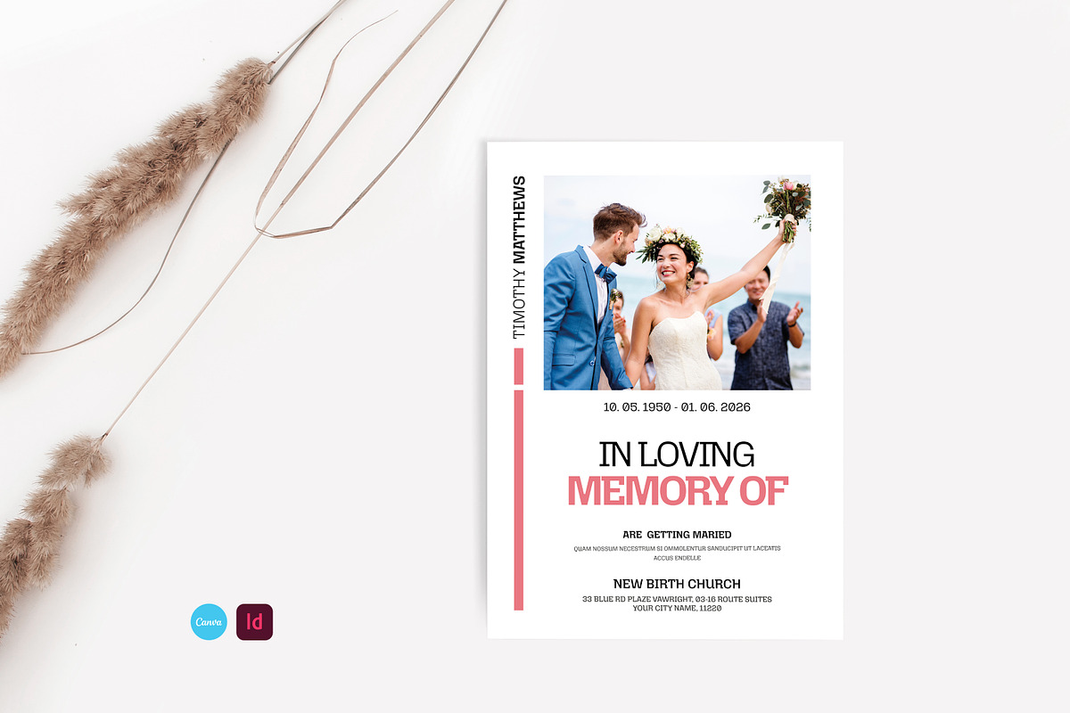 Heaven Funeral Program Template, an Invitation Template by Creatiya Type (Photo 1 of 6)