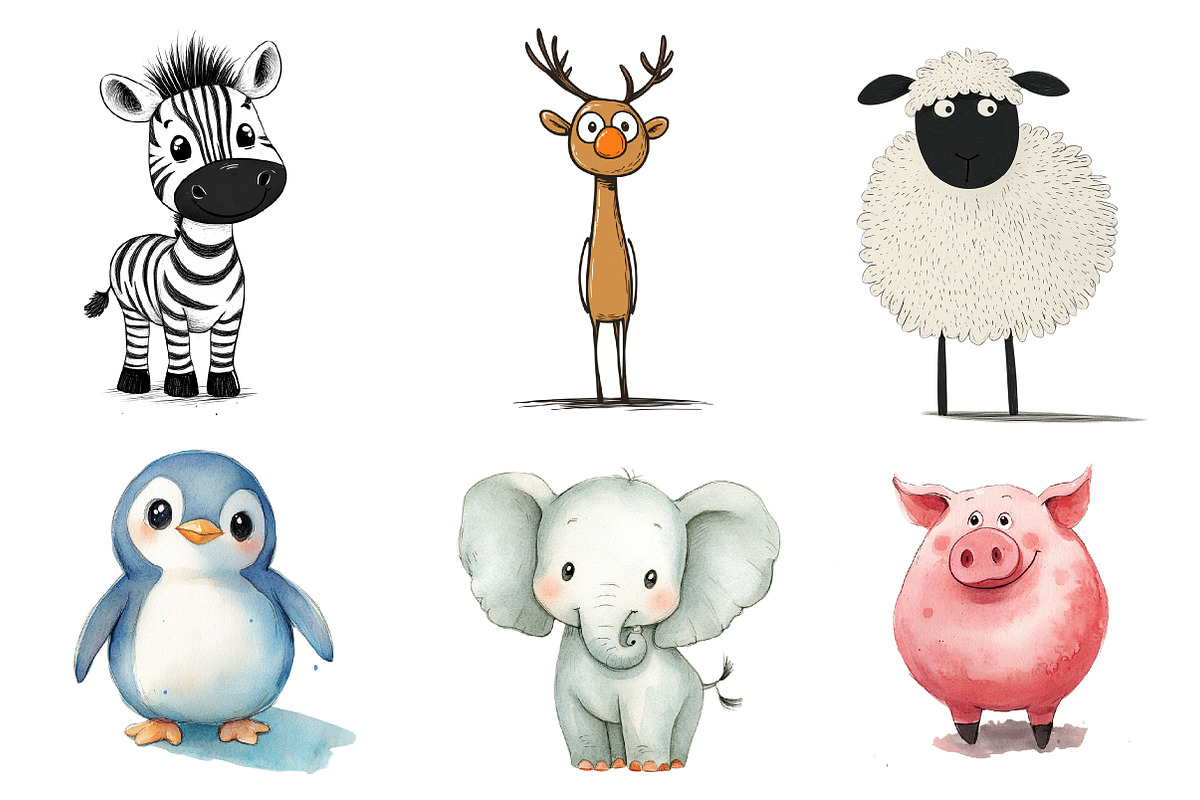 Animals Minimalist Cartoon Clipart, an Illustration by CreationArt (Photo 3 of 4)