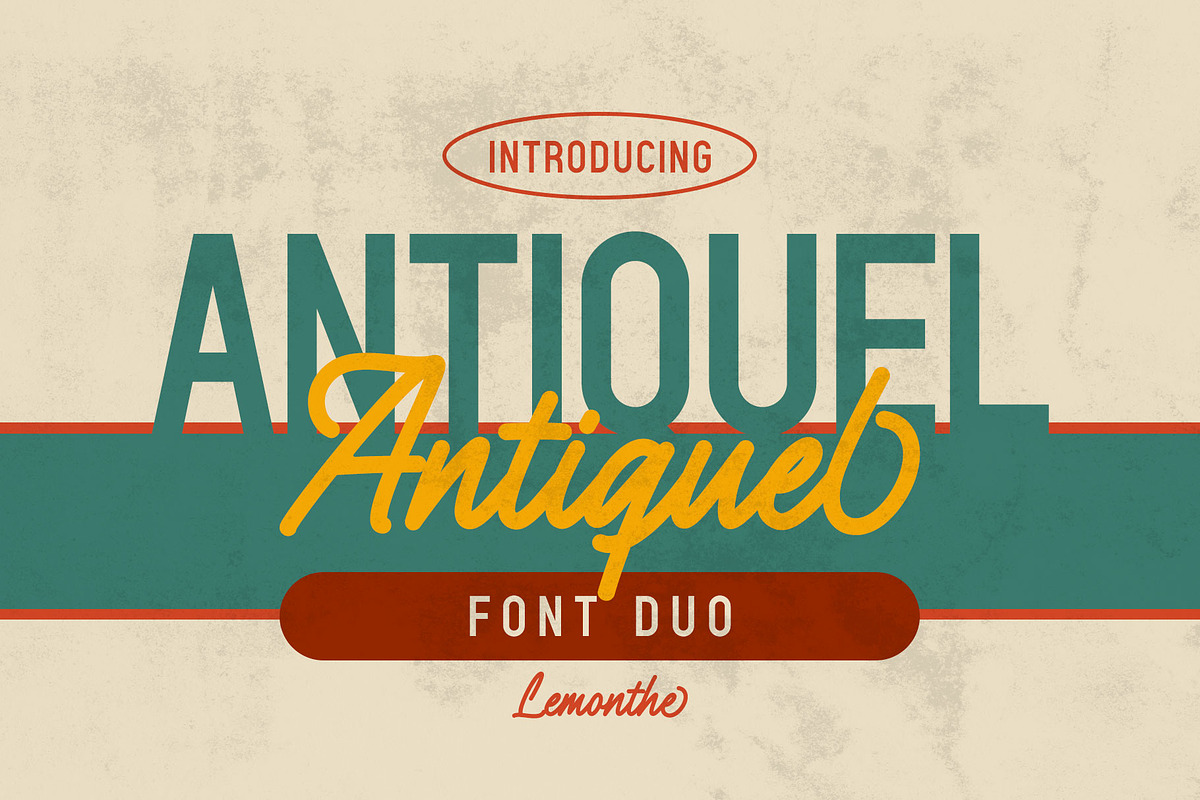 Antiquel | Font Duo, a Script Font by Lemonthe (Photo 1 of 6)