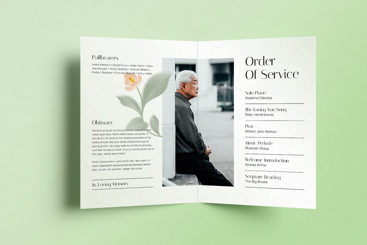 Simple Floral Funeral Program, a Brochure Template by Neermana (Photo 4 of 4)