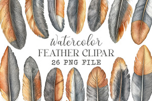 Feather Watercolor Clipart, an Illustration by Libby Wishes