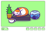 Cat Sleeping On Laptop Cartoon, an Animal Illustration by Artstorystudio (Thumbnail 1 of 3)