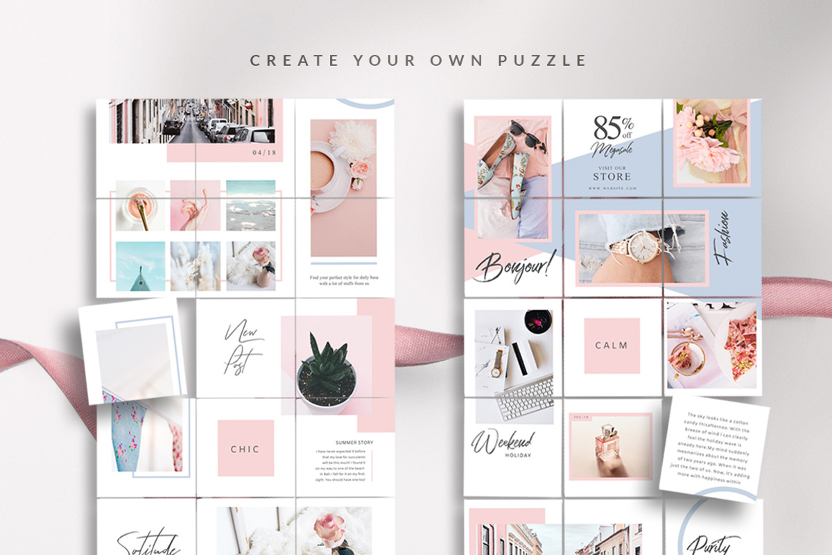 Instagram Puzzle Female - Canva & PS, a Social Media Template by Eviory