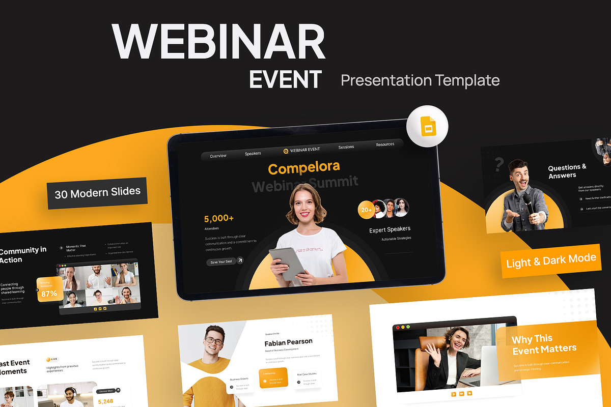 Webinar Event Google Slides, a Presentation Template by New Coral Design (Photo 1 of 6)