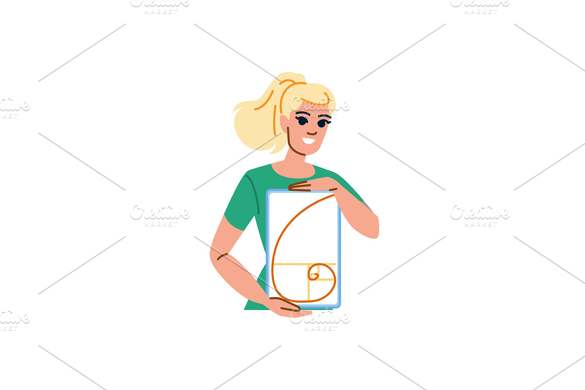 Smiling woman showing golden ratio, an Illustration by pikepicture