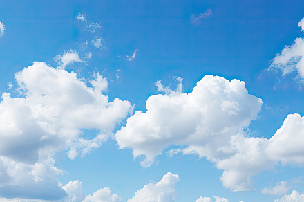 White clouds in a blue sky, Blue sky, a Photo by SaroStock