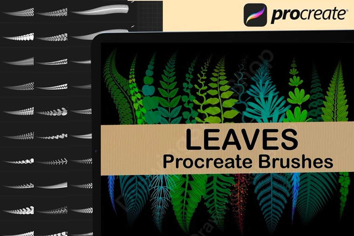 100 Foliage Procreate Brushes,Leaves, a Brush Add-On by DrawingStoryShop