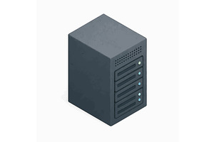 Isometric Server Tower Data Center, a Technology Illustration by AlexArt
