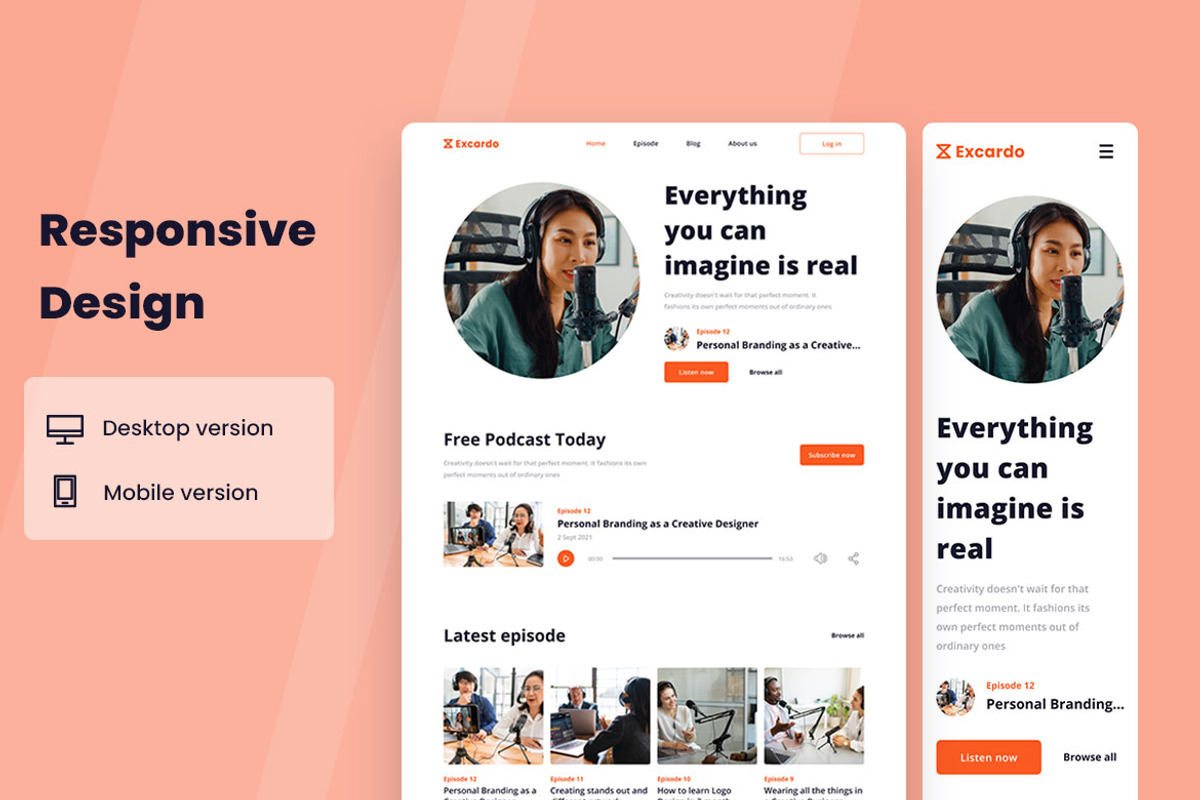 Podcast Web Design, a Wireframe Template by INSPR STD (Photo 4 of 5)