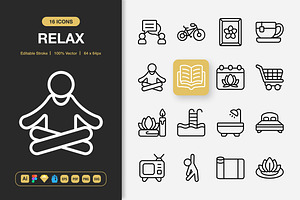 Relax Icons, an Outline Icon by Spacepixel Creative
