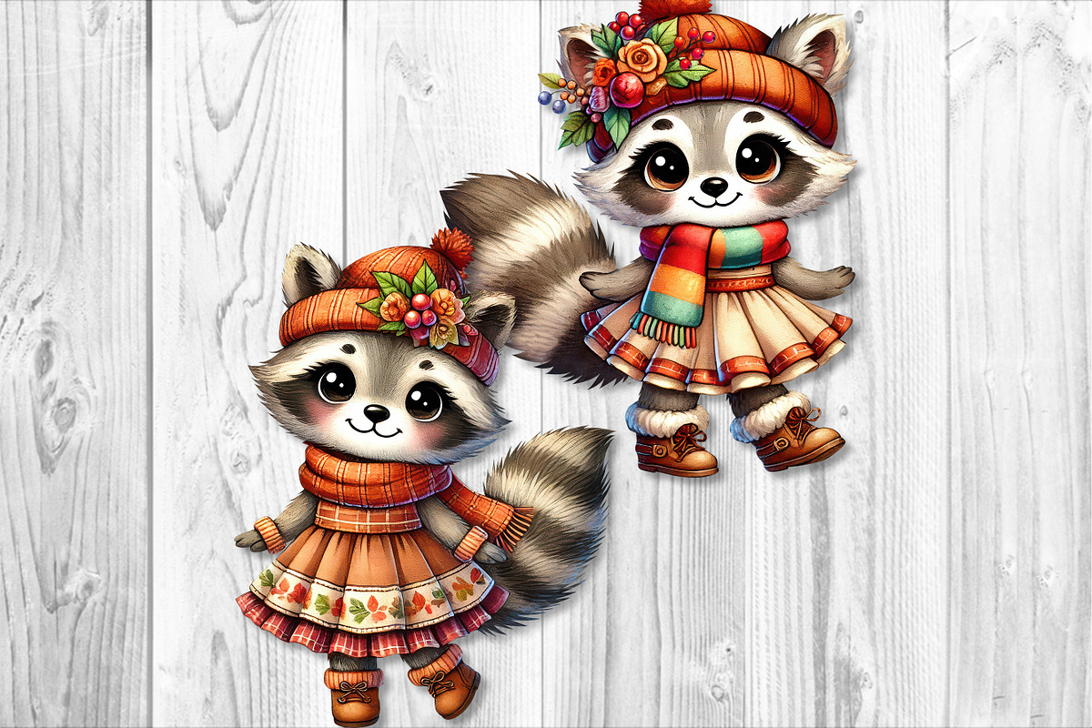 Autumn Cute Raccoon Clipart Set, a Seasonal Illustration by V Design Creator (Photo 7 of 9)