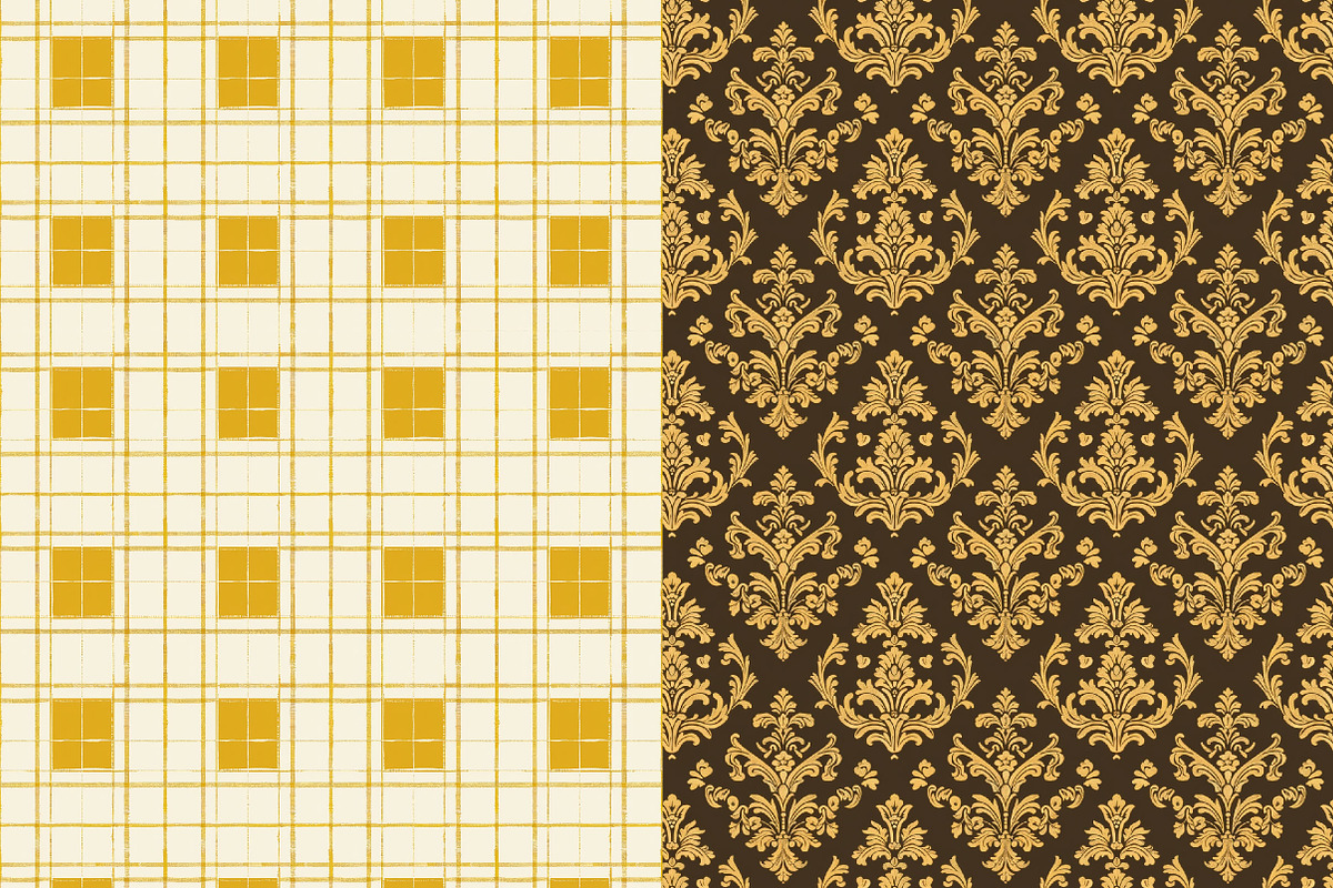 Mustard Toile Digital Paper, a Pattern Graphic by DreamCafeArt (Photo 5 of 7)