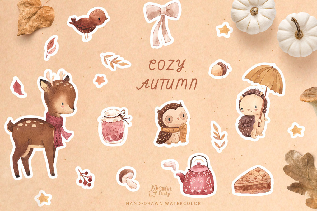 COZY AUTUMN Watercolor clipart, an Object Graphic by OlliArtDesign (Photo 1 of 5)