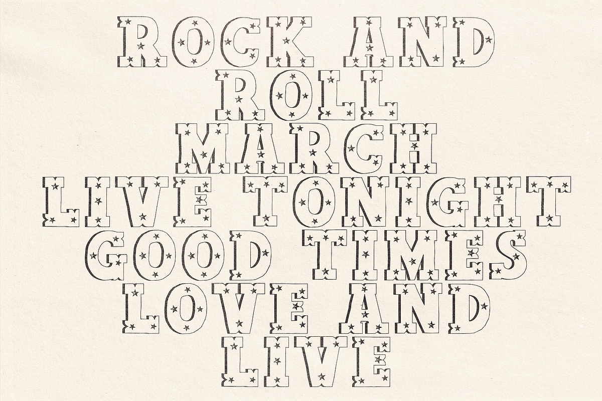 ShowBill Shadow Outline Display Font, a Slab Serif Font by Madeline ODonoghue Design (Photo 4 of 5)
