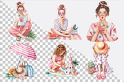 Watercolor Girly Summer Clipart, an Illustration by SVGArt (Thumbnail 6 of 9)