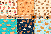 Cute Capybara Digital Paper, a Pattern Graphic by Coco Bloom (Thumbnail 3 of 3)