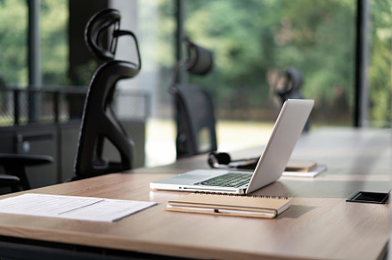Laptop. Modern coworking office, a Business Photo by OPOLJA
