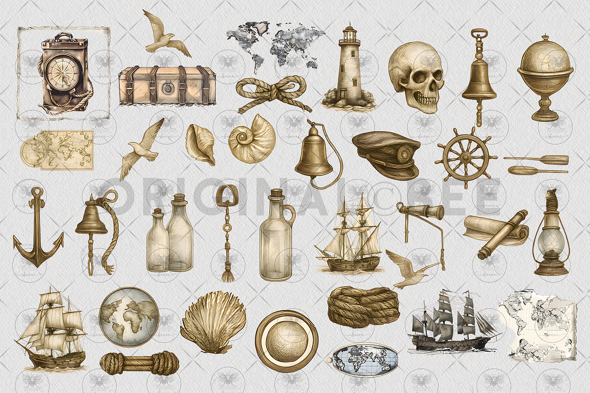 Vintage Sea Pirates clipart, an Illustration by BigCakeBee (Photo 3 of 4)