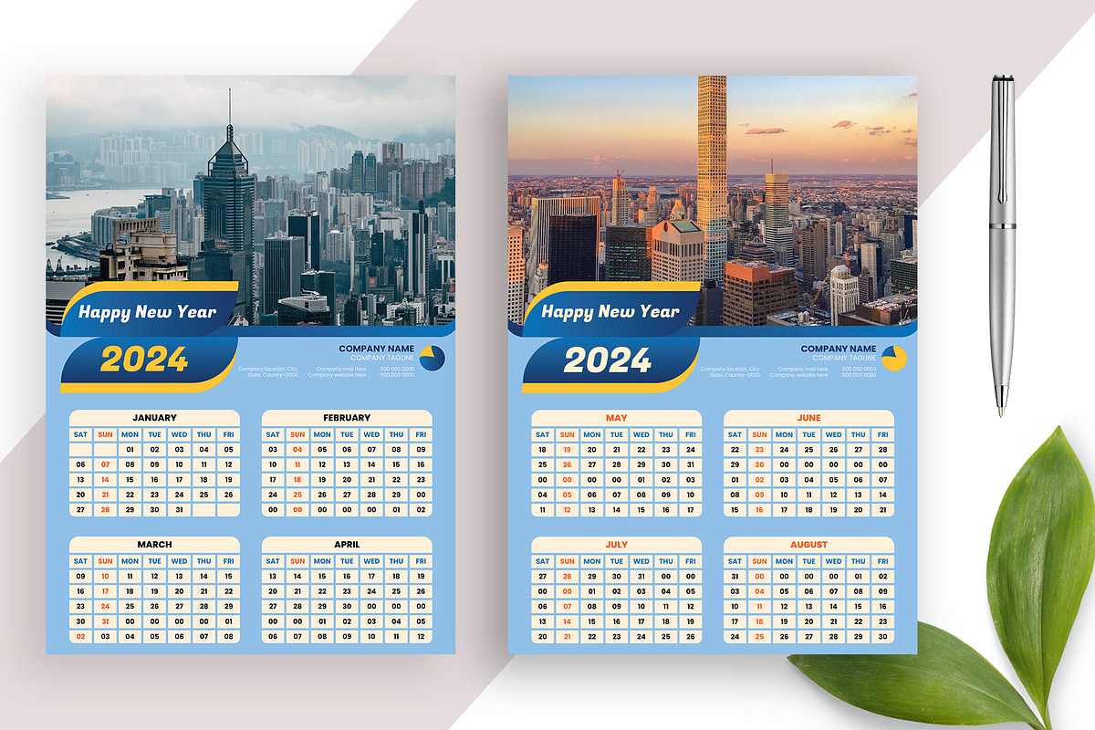 Modern Wall Calendar Design 2024, a Stationery Template by Annudesign (Photo 1 of 8)