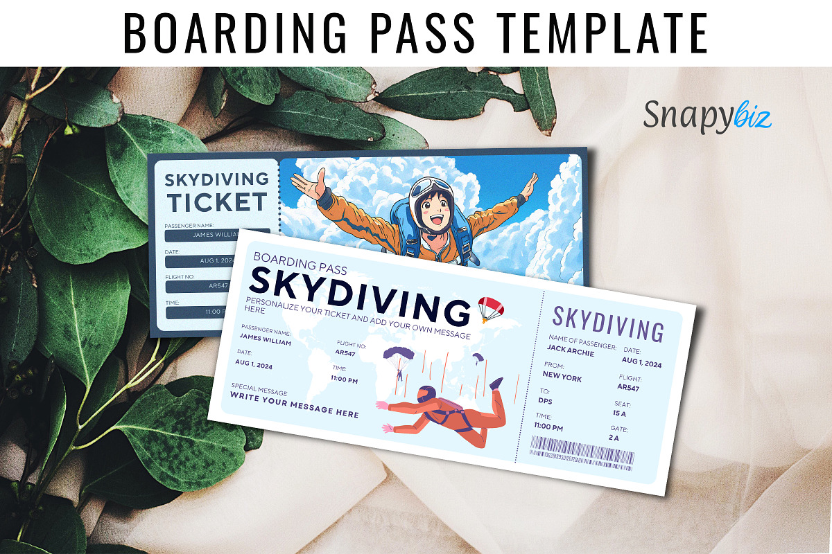 Skydiving Gift Ticket Canva Template, an Invitation Template by Snapybiz (Photo 4 of 10)