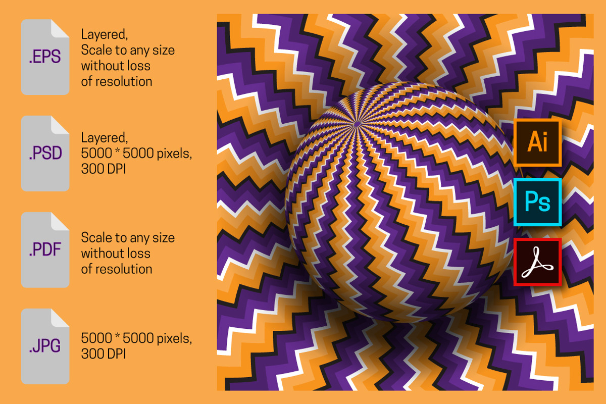Patterned globe moving illusion, a Healthcare Illustration by Guten Tag Vector (Photo 1 of 2)