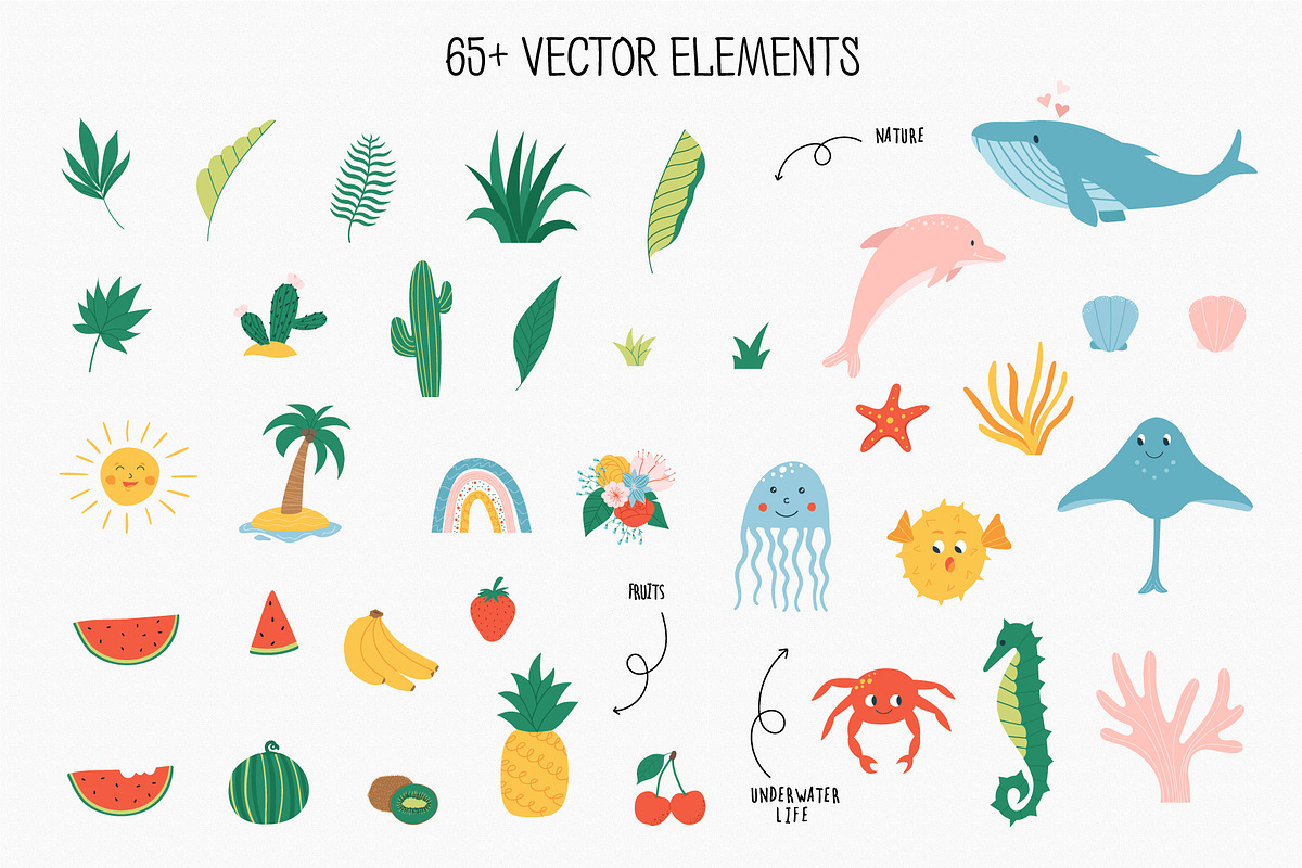 Summer vector clipart & pattern, a Seasonal Illustration by Valerie (Photo 3 of 7)