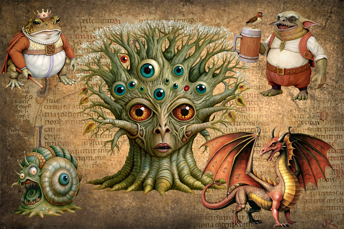 A cool set of fantasy monsters., a Decorative Illustration by Designs by Helen Trupak (Photo 1 of 5)