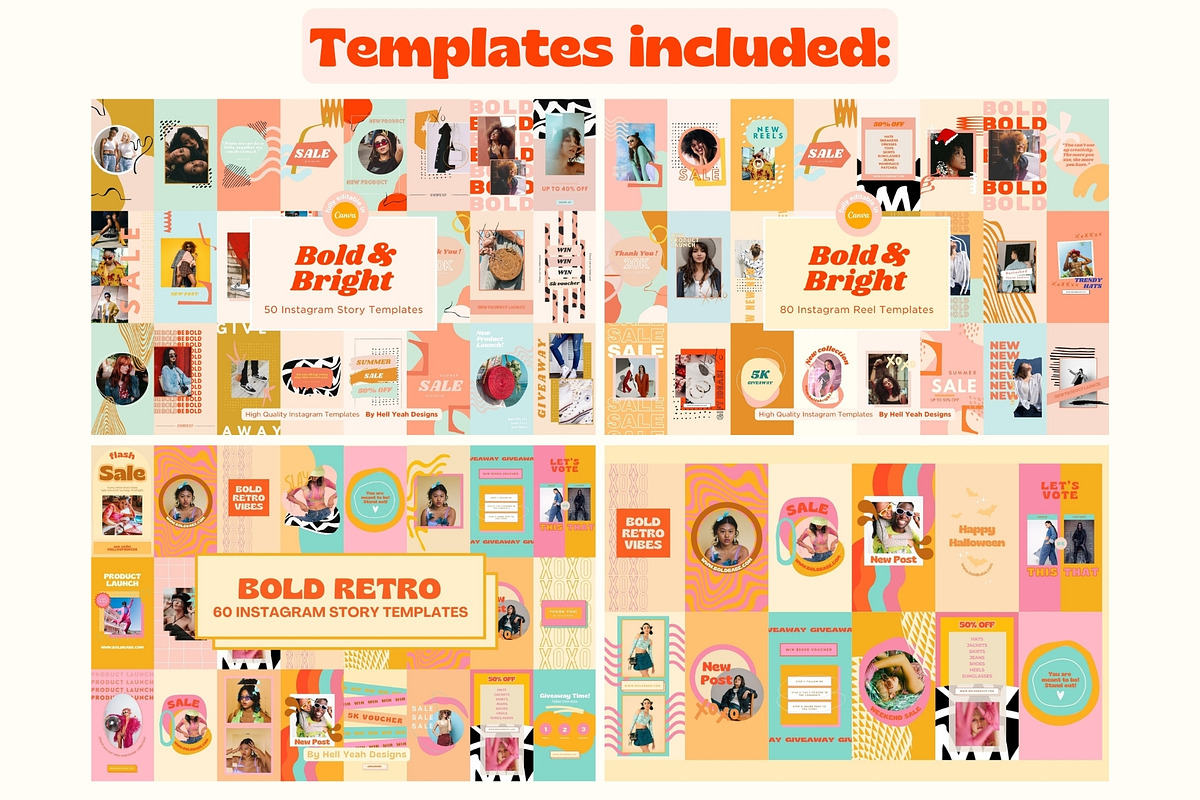 HUGE Bold Instagram Templates Bundle, a Social Media Template by Hell Yeah Designs (Photo 7 of 11)