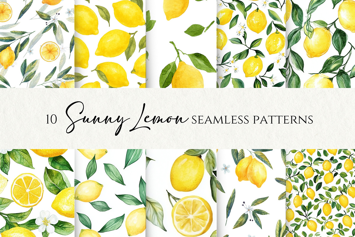 Watercolor Lemon Seamless Pattern, a Pattern Graphic by Business Chic (Photo 1 of 4)