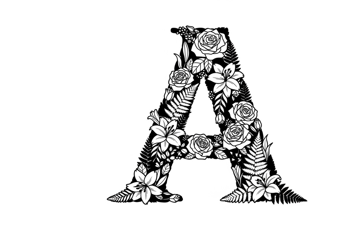 Beautiful flower alphabet set floral, an Illustration by Amazin_art (Photo 30 of 31)