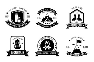 Mountain Camp Black White Emblems