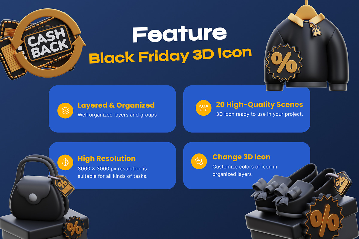 Black Friday 3D Icon pack, an Environmental 3D Model by orenjidesign (Photo 2 of 8)