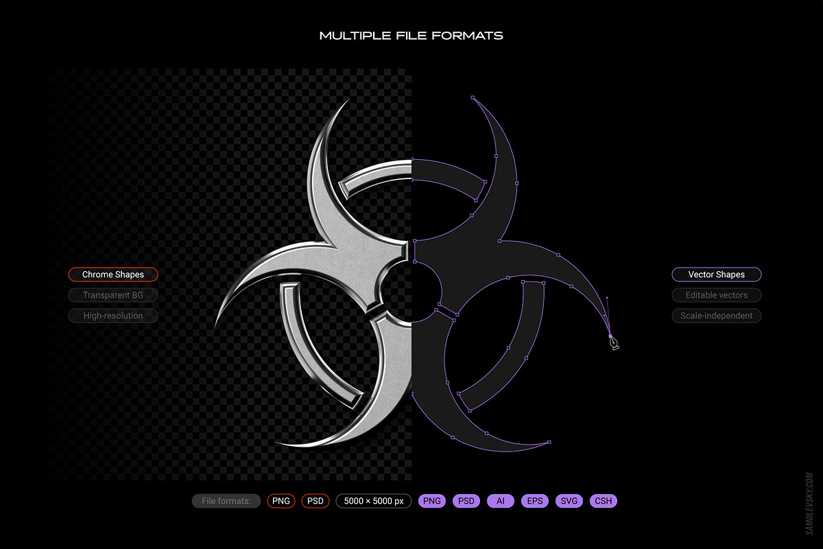 Chrome & Vector Abstract Shapes Pack, an Object Graphic by Samolevsky (Photo 2 of 25)