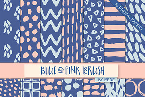 Blue And Pink Brush Patterns