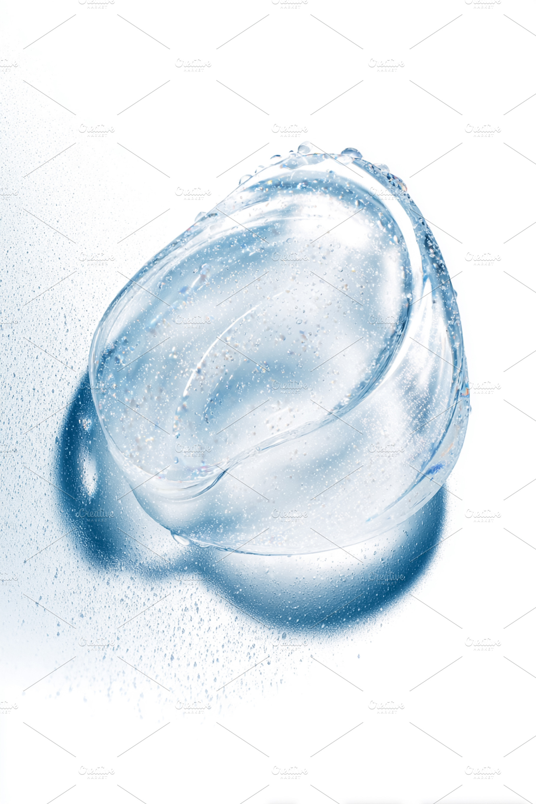 Transparent blue gel spreading on a white background, creating a, a Photo by Studio ANNA