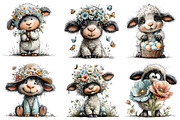Whimsical Spring Sheep Clipart, an Illustration by Dream Creation (Thumbnail 3 of 7)
