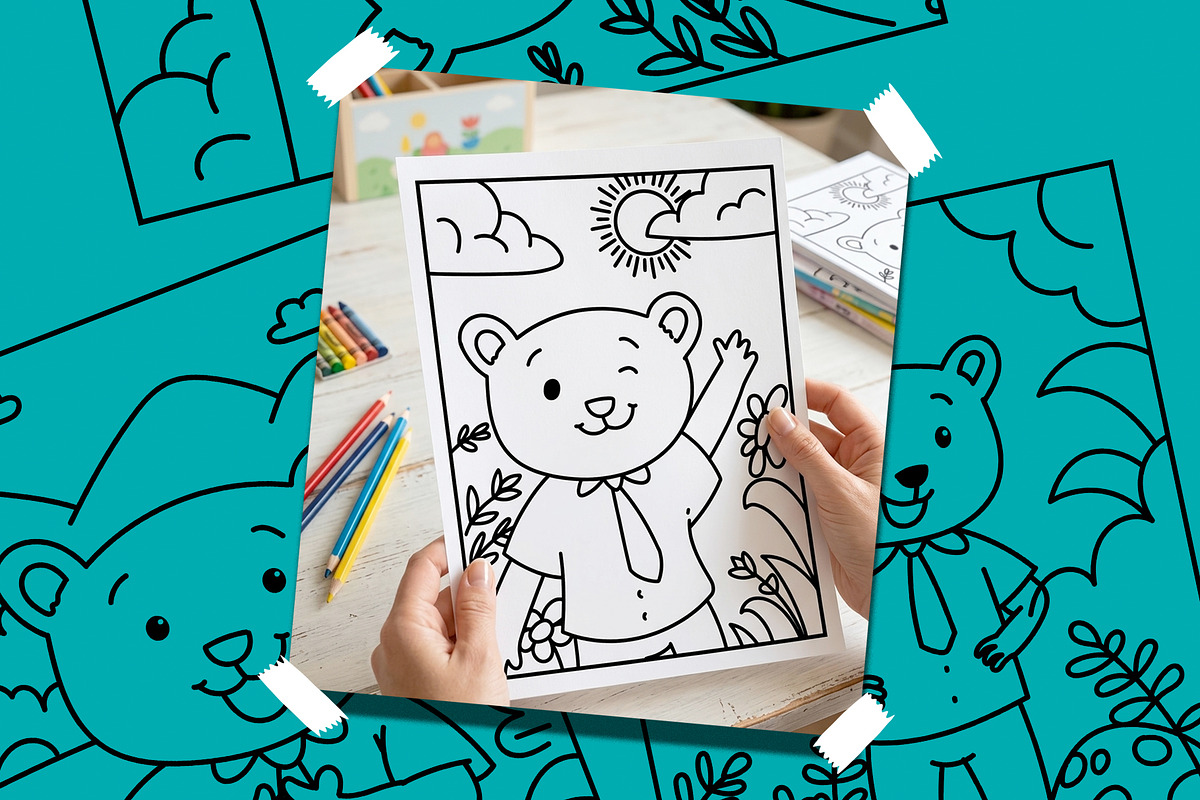 10 Spring Bear Printable Coloring Pa, an Education Illustration by badrusblue (Photo 5 of 5)