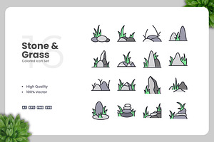 Stone and Grass Colored Icons, an Icon by Upnowgraphic