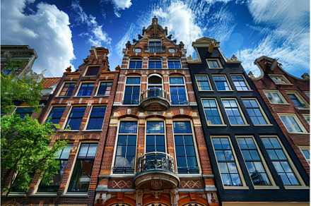 Traditional dutch houses facades in, an Architecture Photo by Ylivdesign