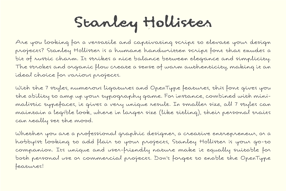 Stanley Hollister - Premium Bundle, a Handwritten Font by Punch (Photo 7 of 8)