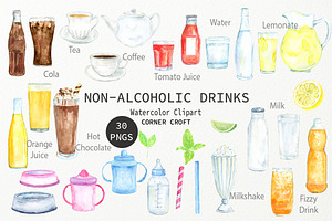 Watercolor Non-alcoholic Drinks