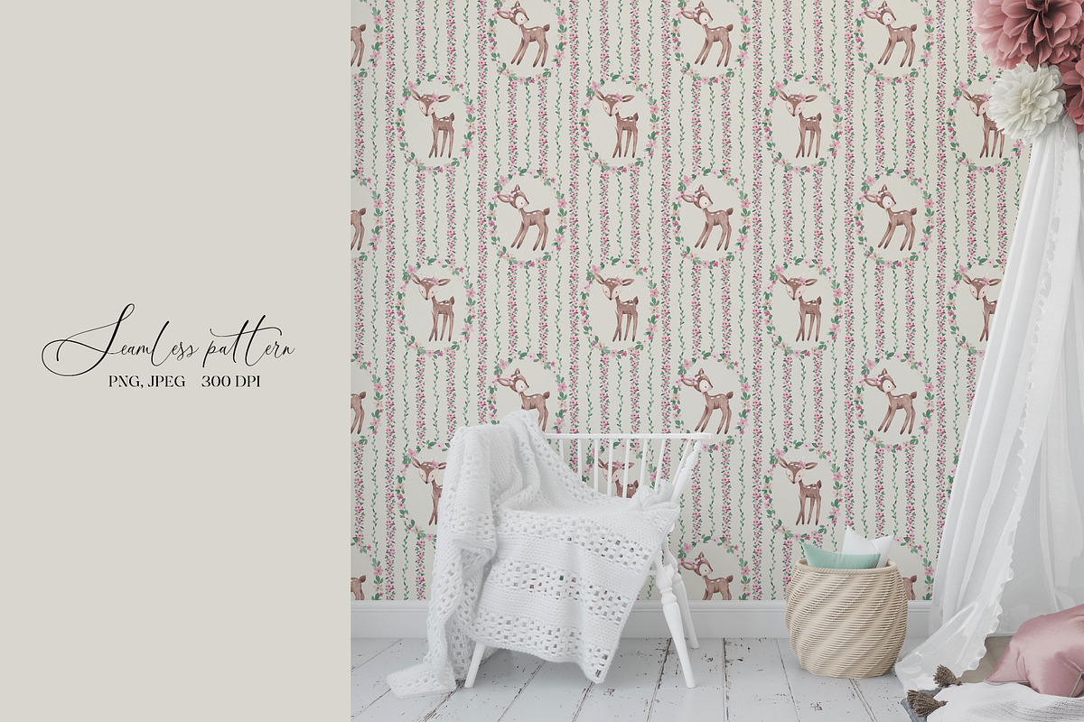 Cute Deers Card and Pattern, a Pattern Graphic by SirenaArt (Photo 7 of 13)