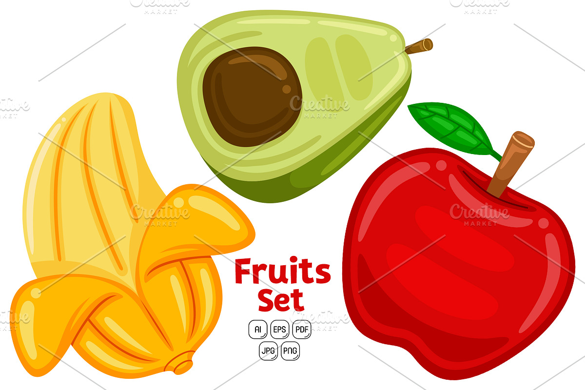 Fruits Set Vector #01, an Object Graphic by MEDZ (Photo 1 of 3)