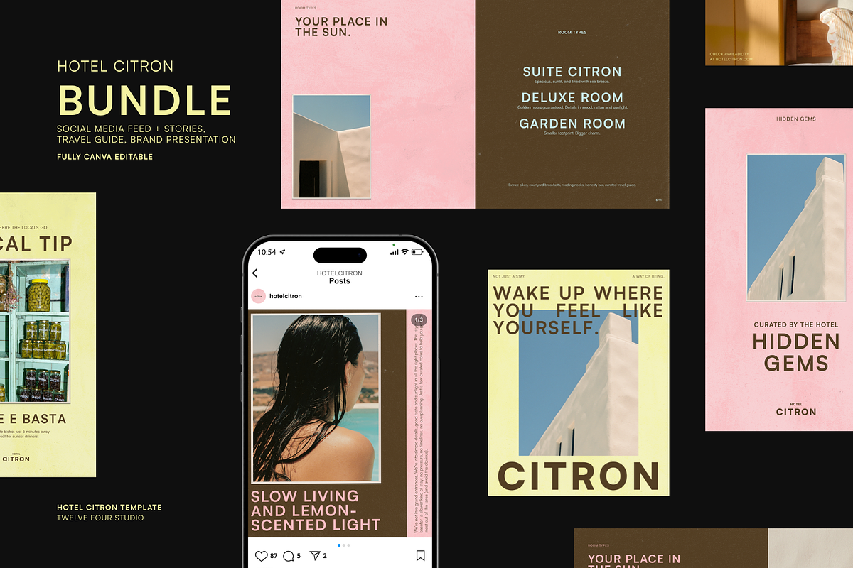 Hotel Citron - Complete Canva Kit for Boutique Stays