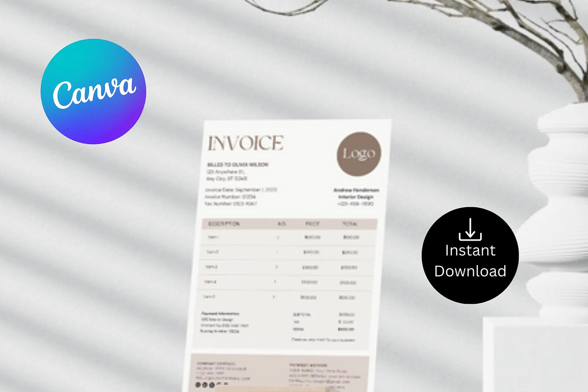 Invoice Template Printable Invoice, a Stationery Template by Climbwithelevator (Photo 5 of 9)