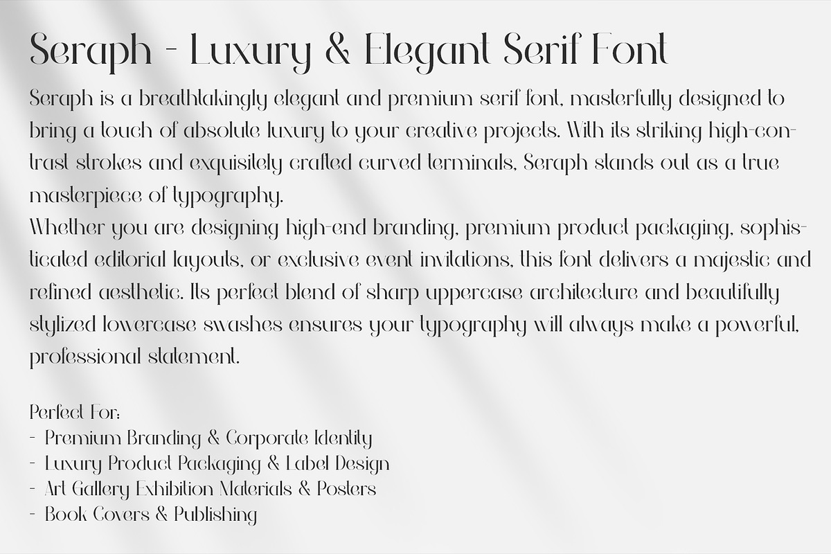 Seraph - Premium Decorative Serif, a Serif Font by OWPictures (Photo 9 of 10)
