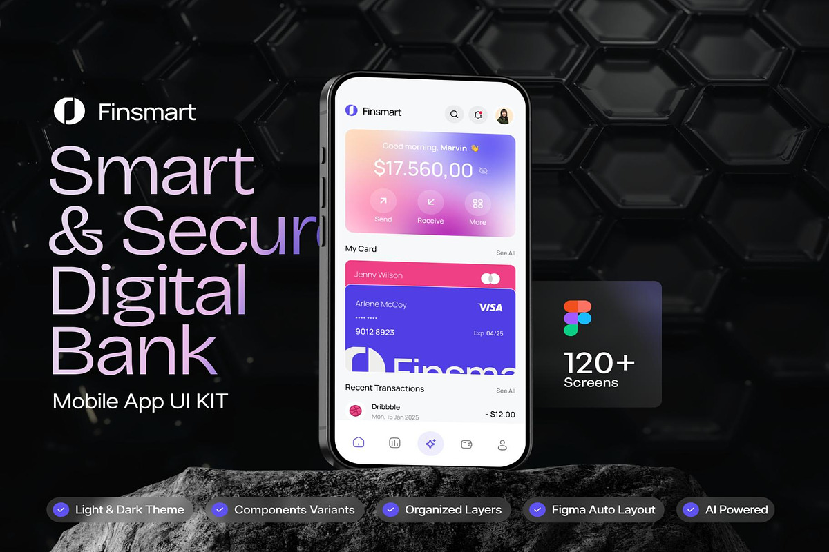 Finsmart Smart Secure Digital Bank, an UI Kit Template by Creative Perspective (Photo 1 of 7)