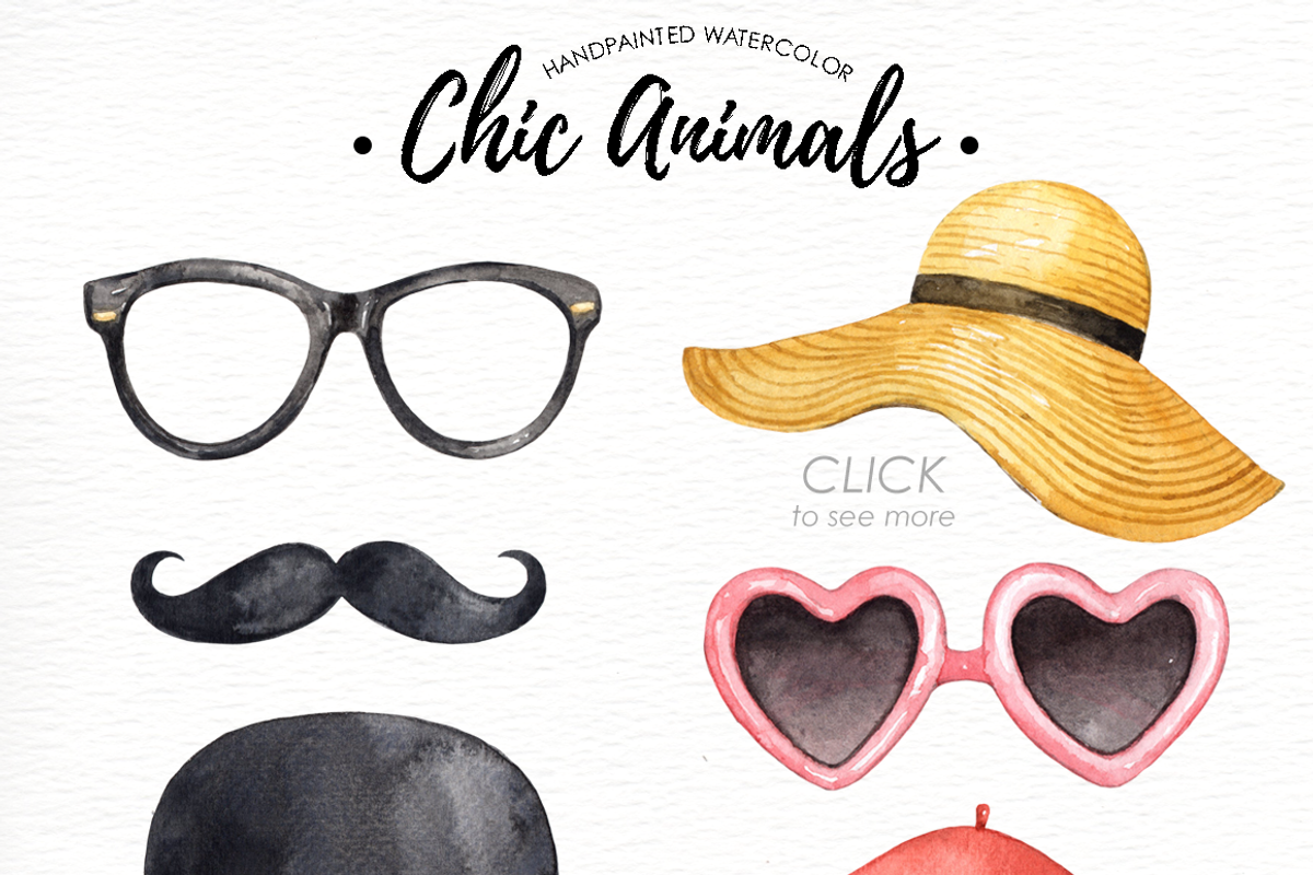 Chic Animals Watercolor Clip Art, an Animal Illustration by everysunsun (Photo 4 of 5)