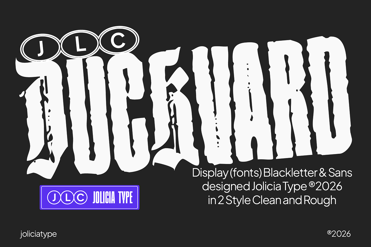 Duckvard | Blackletter Sans Display, a Blackletter Font by Jolicia Type (Photo 1 of 13)
