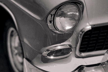 Black and white vintage car
